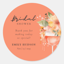 Aperol Spritz Blommig Bröllopsfest Runt Klistermärke