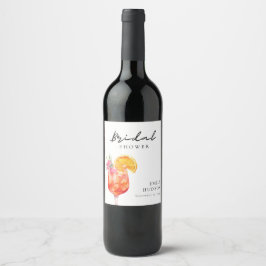 Aperol Spritz Blommig Bröllopsfest Vinflaska Etikett