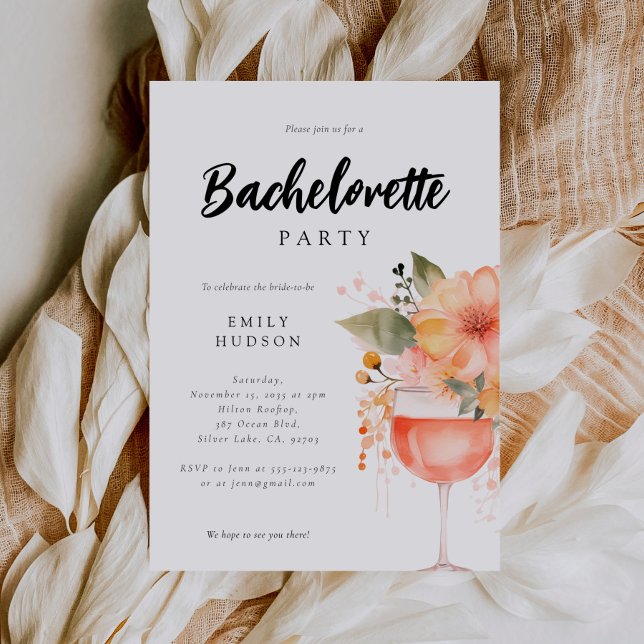 Aperol Spritz Blommigt Bachelorette Party Inbjudningar (Skapare uppladdad)