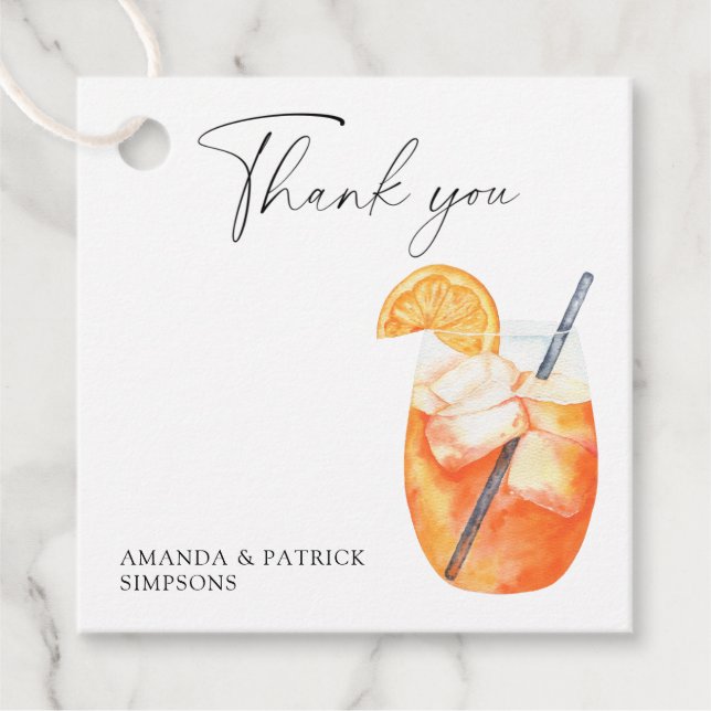 Aperol Spritz - Bröllop Tack Gåvor Etiketter (Framsida)