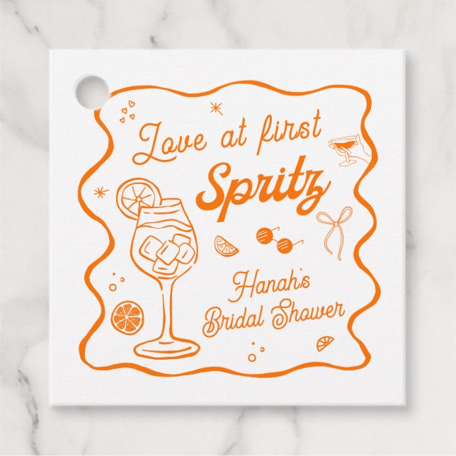 Aperol Spritz Bröllopsdusch Gåvor Etiketter (Framsida)