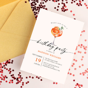 Aperol Spritz Calligraphy Födelsedagsfest Inbjudningar