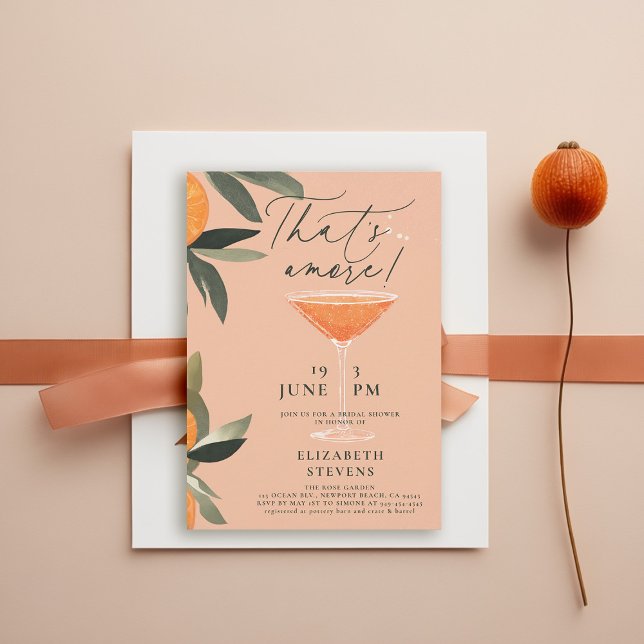 Aperol Spritz Citrus Modern Amore-Möhippan Inbjudningar (aperol spritz bridal shower invitation watercolor cocktail  brunch garden pool party summer amore)