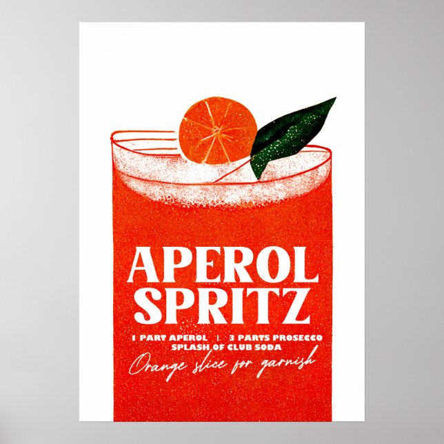 Aperol Spritz Cocktail Big Orange Glass Poster (Framsidan)