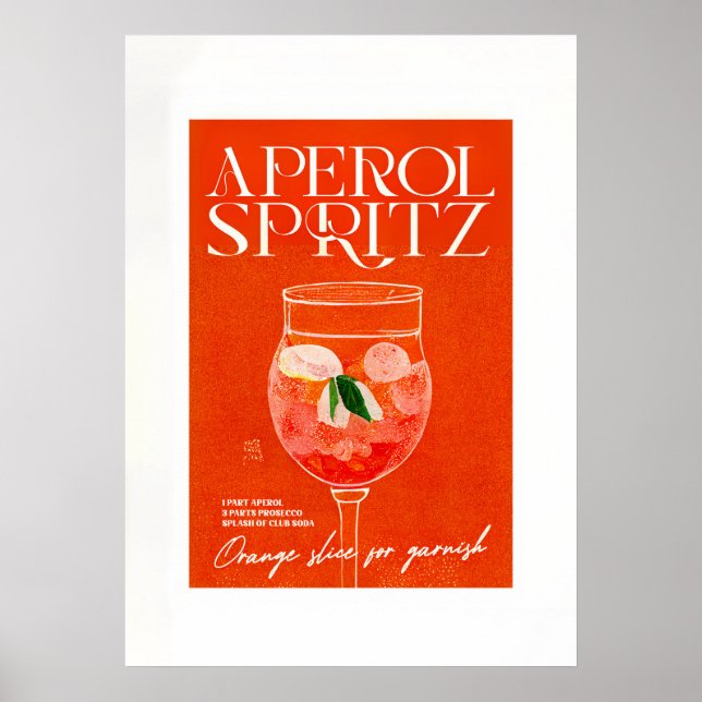 Aperol Spritz Cocktail Big Orange Glass Poster (Framsidan)