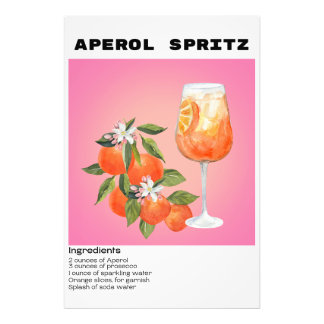 Aperol Spritz Cocktail Recipe Flower Market Art Fototryck