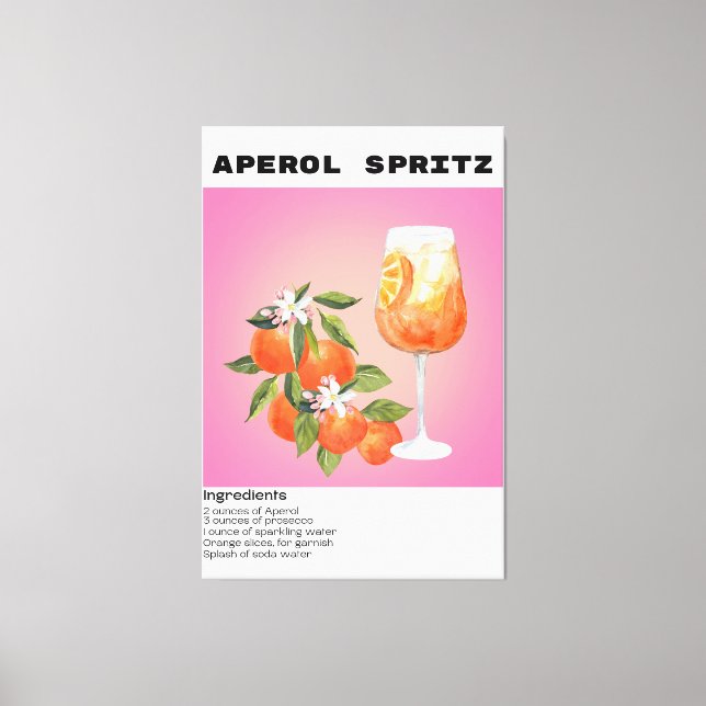 Aperol Spritz Cocktail Recipe Orange Flower Market Canvastryck (Framsida)