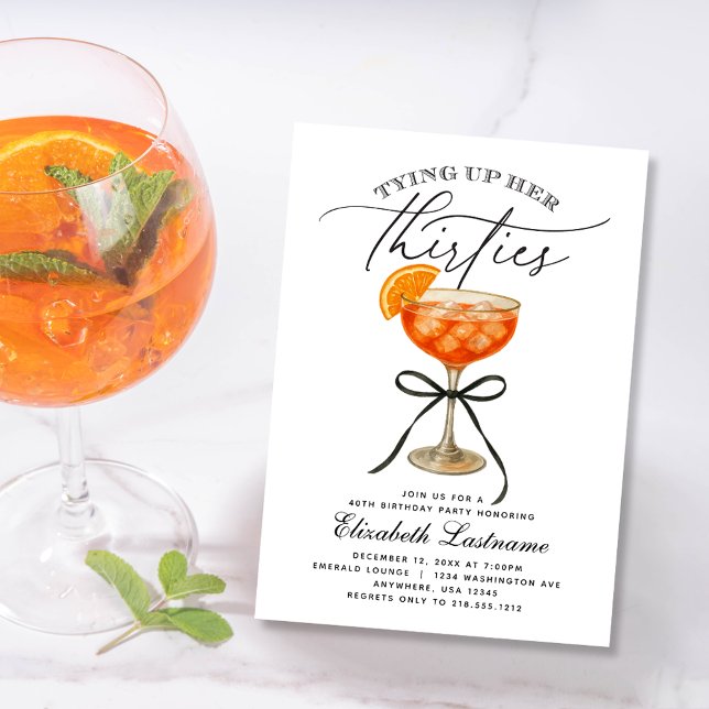 Aperol Spritz firar trettioårsdagen Inbjudningar (Aperol Sprritz Tying Up Her Thirties Birthday Invitation)