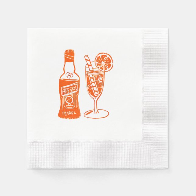 Aperol Spritz Lino Design Cocktail Party Napkin Pappersservett (Framsidan)