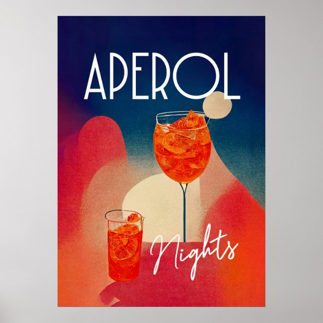 Aperol Spritz Nights Retro Cocktail Poster (Framsidan)