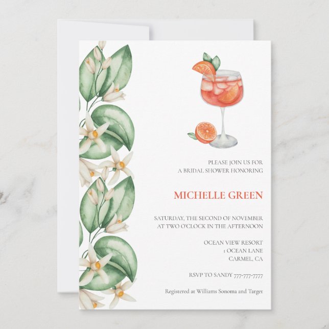 Aperol Spritz Orange Möhippa Inbjudningar (Framsida)