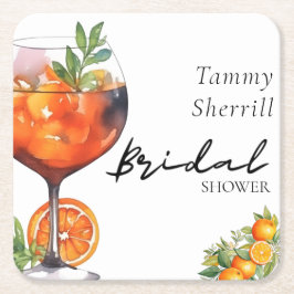 Aperol Spritz Orange Sommar Bröllopsfest  Underlägg Papper Kvadrat