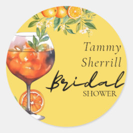Aperol Spritz Orange Watercolor Bröllopsfest Runt Klistermärke