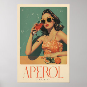 Aperol Spritz Retro Giclée Tryck Klassisk Cocktail