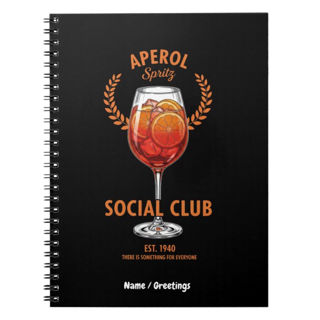Aperol Spritz Social Club Funny Cute Drinks Design Anteckningsbok (Framsidan)