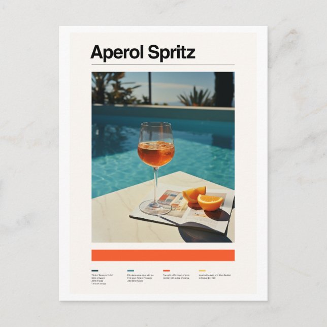 Aperol Spritz & Swimming Bassäng Poster Vykort (Framsida)