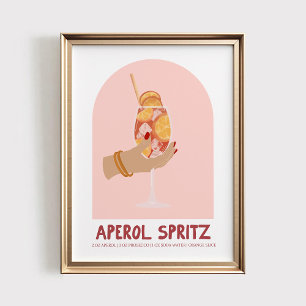Aperol Spritz Väggkonst, Retro Cocktailtryck, Tren Poster