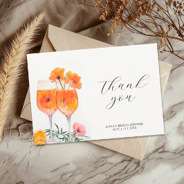 Aperol Spritz Watercolor Bröllopsdusch Tack Kort