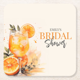 Aperol Spritz Watercolor Bröllopsdusch Underlägg Papper Kvadrat