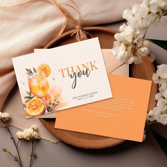 Aperol Spritz Watercolor Bröllopsfest  Tack Kort (Skapare uppladdad)