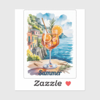 Aperol Spritz Watercolor Italienska kusten Positan Klistermärken