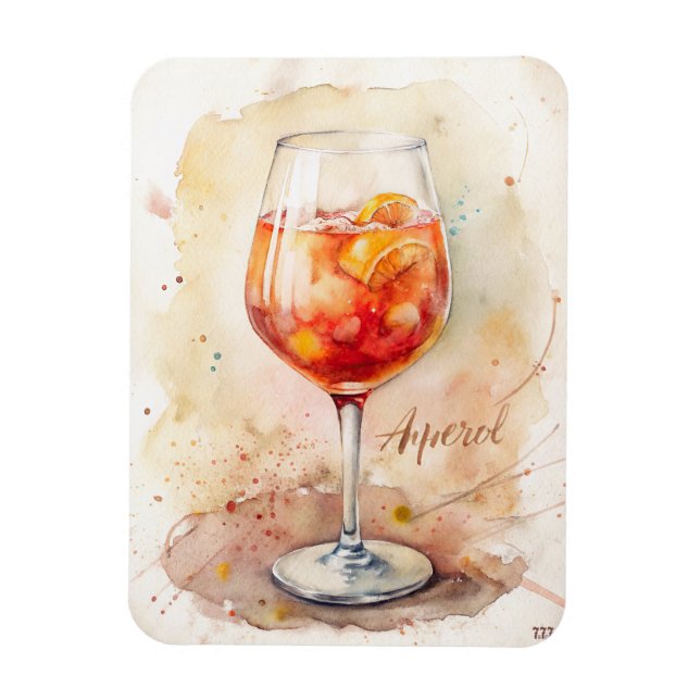 Aperol Spritz Watercolor Painting Magnet (Vertikal)