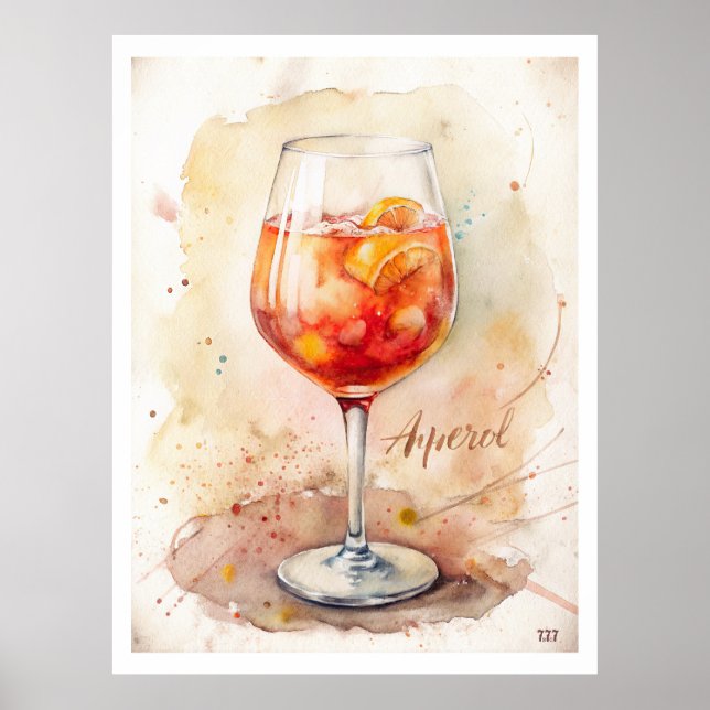 Aperol Spritz Watercolor Painting Poster (Framsidan)
