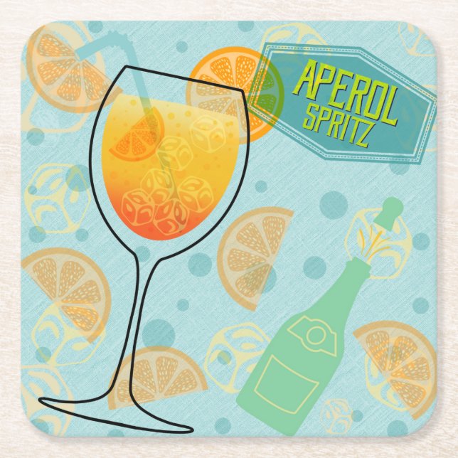 Aperol SpritzSquare Underlägg Papper Kvadrat (Framsidan)