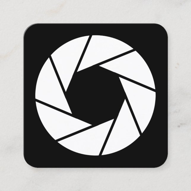 Aperture - vit på svart fyrkantigt visitkort (Framsida)