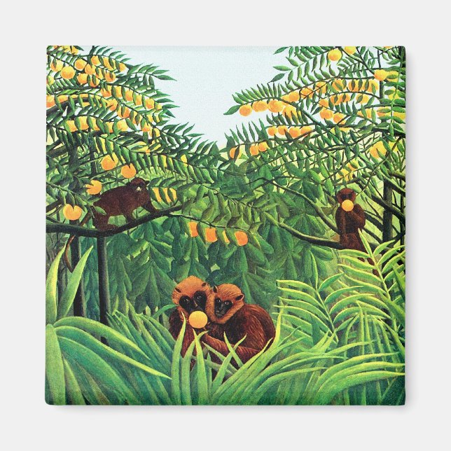 "Apes in Orange Grove" av Henri Rousseau Magnet (Framsidan)