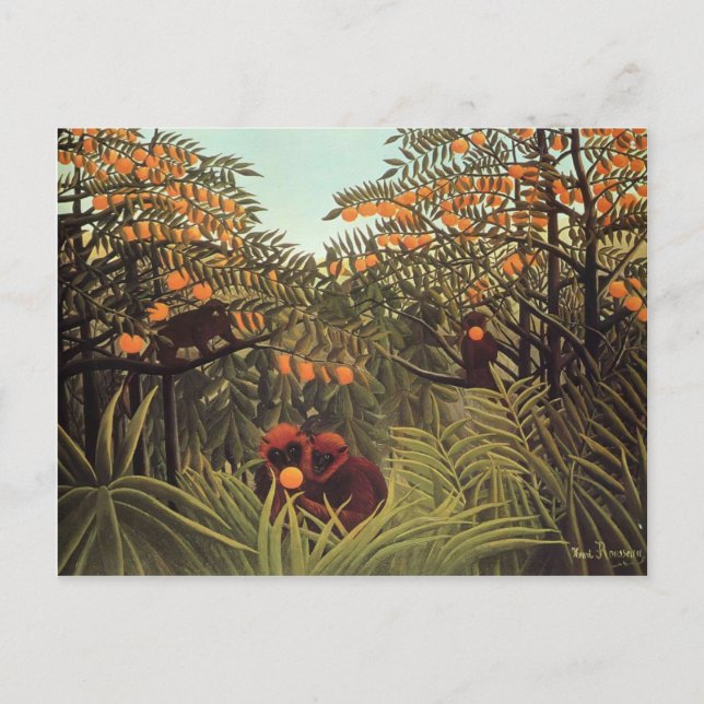 Apes in Orange Grove by Henri Rousseau Vykort (Framsida)
