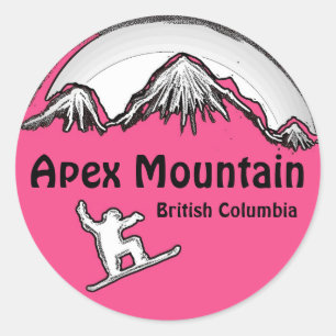 Apex Mountain BC Canada rosa snowboard-klistermärk Runt Klistermärke