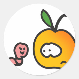 Apfel mit Wurm Runt Klistermärke