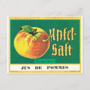 Apfel-Saft Apple Juice German Language Vintage Art Vykort