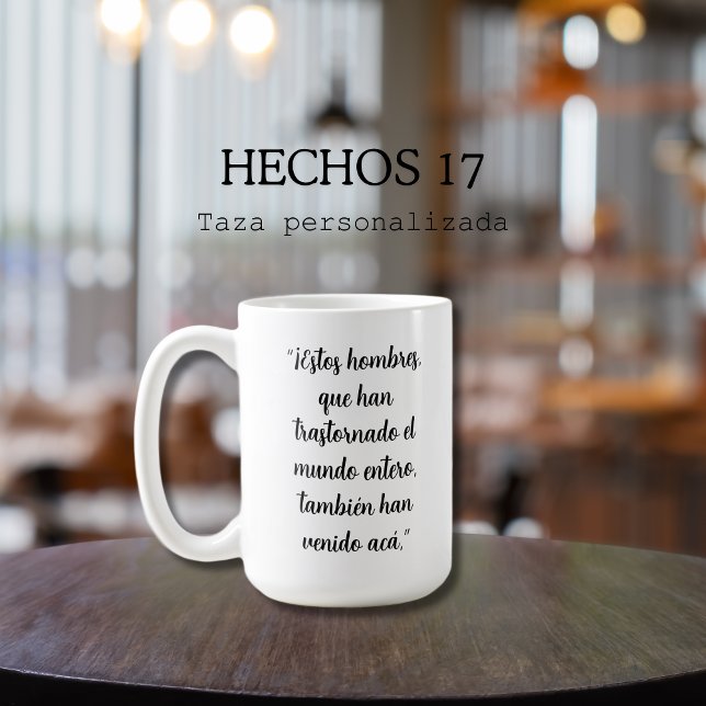 Apg 17 spansk bibelvers  kaffemugg (Taza personalizada con versículo hechos 17:6 en Español, Christian gift)