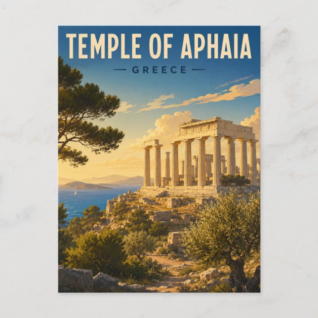 Aphaia-templet, ön Aegina Grekland Vykort (Framsida)