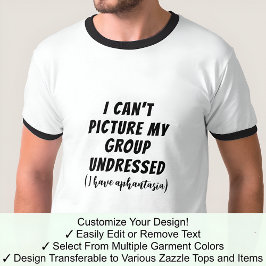 Aphantastic Humor Group undertryckte svart teckens T Shirt