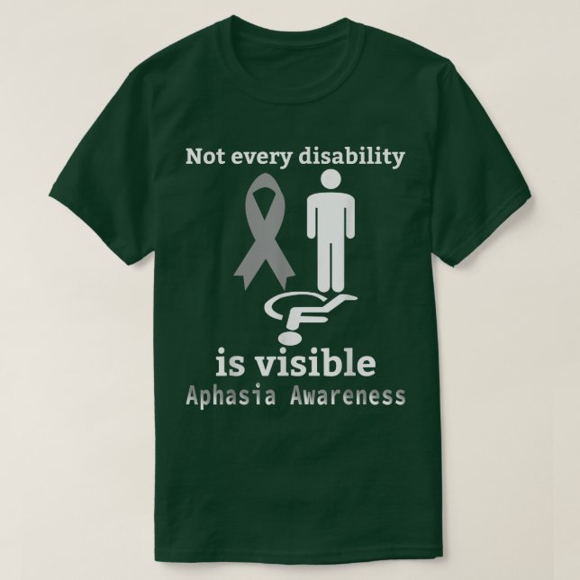 Aphasia Awareness Grey Ribbon Support  T Shirt (Design framsida)