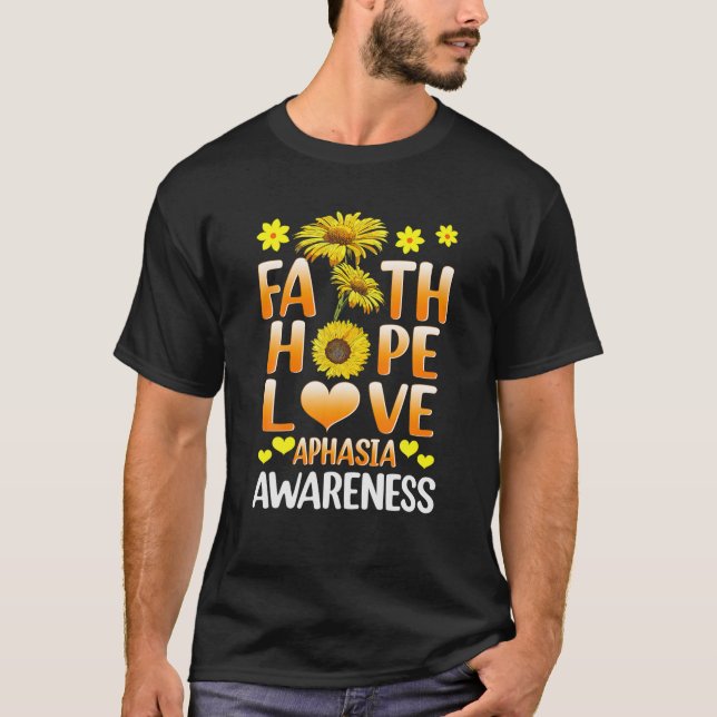 Aphasia Awareness June Brain Broca Wernicke Faith T Shirt (Framsida)
