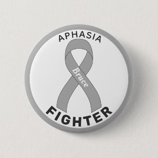 Aphasia Fighter Ribbon White Button Knapp