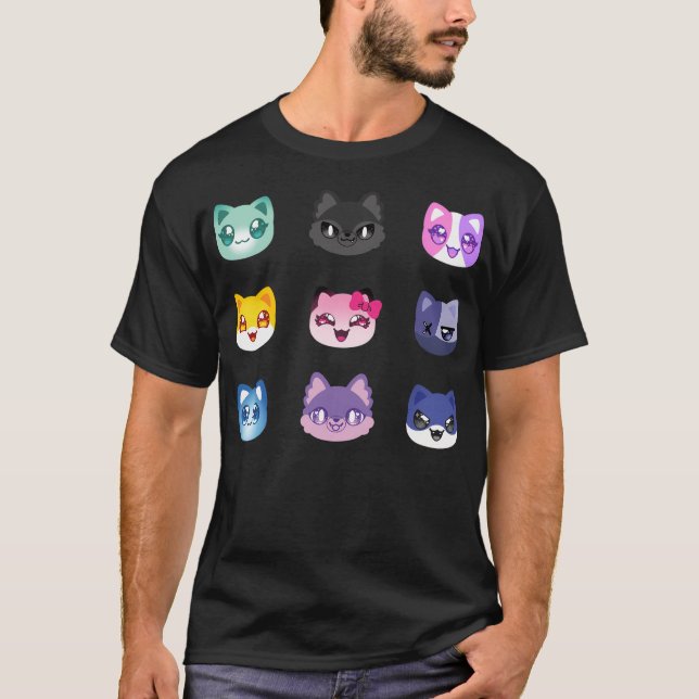Aphmau och vänner Meemeow Cat Mönster version 1 T Shirt (Framsida)