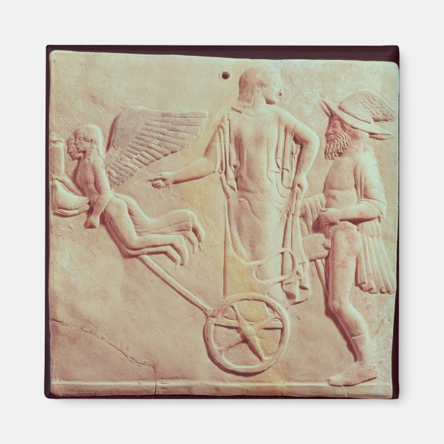 Aphrodite och Hermes rider på en schariot Magnet (Framsidan)