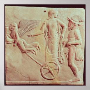 Aphrodite och Hermes rider på en schariot Poster