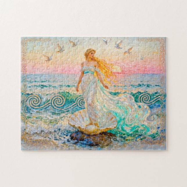 Aphrodite Rising from Seashell at the Ocean Shore Pussel (Horisontell)
