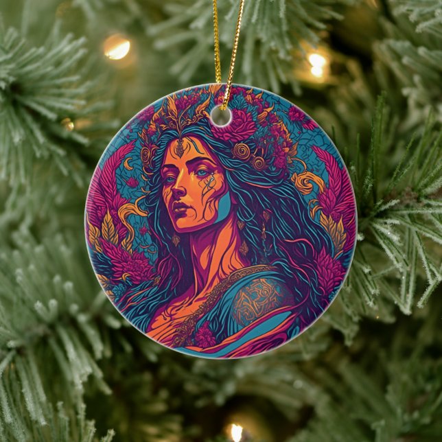 Aphrodite's Embrace: Kärlek gudinna Julgransprydnad Keramik (Träd)