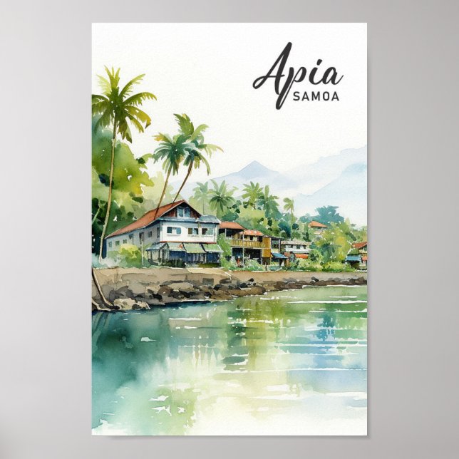 Apia Samoa Watercolor Painting Travel Poster (Framsidan)