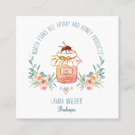 Apiary Bee Honung Burk Blommigt Fyrkantigt Visitkort