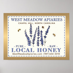 Apiary Namn-jordbrukarens Guld Local Honung Poster
