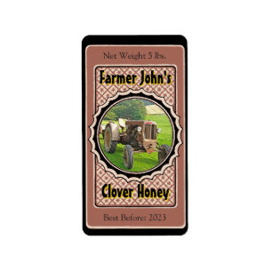 Apiary Photo Diamond Anpassningsbar Honung Burk et Adressetikett