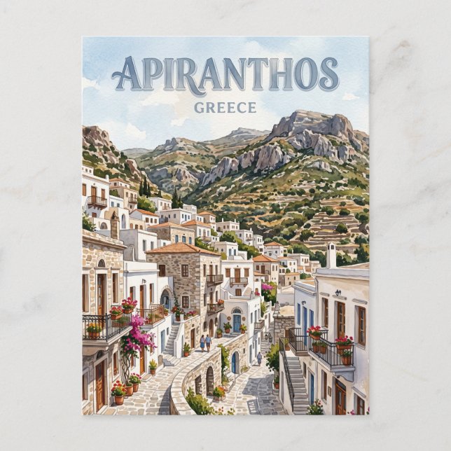 Apiranthos Grekland Vykort (Framsida)